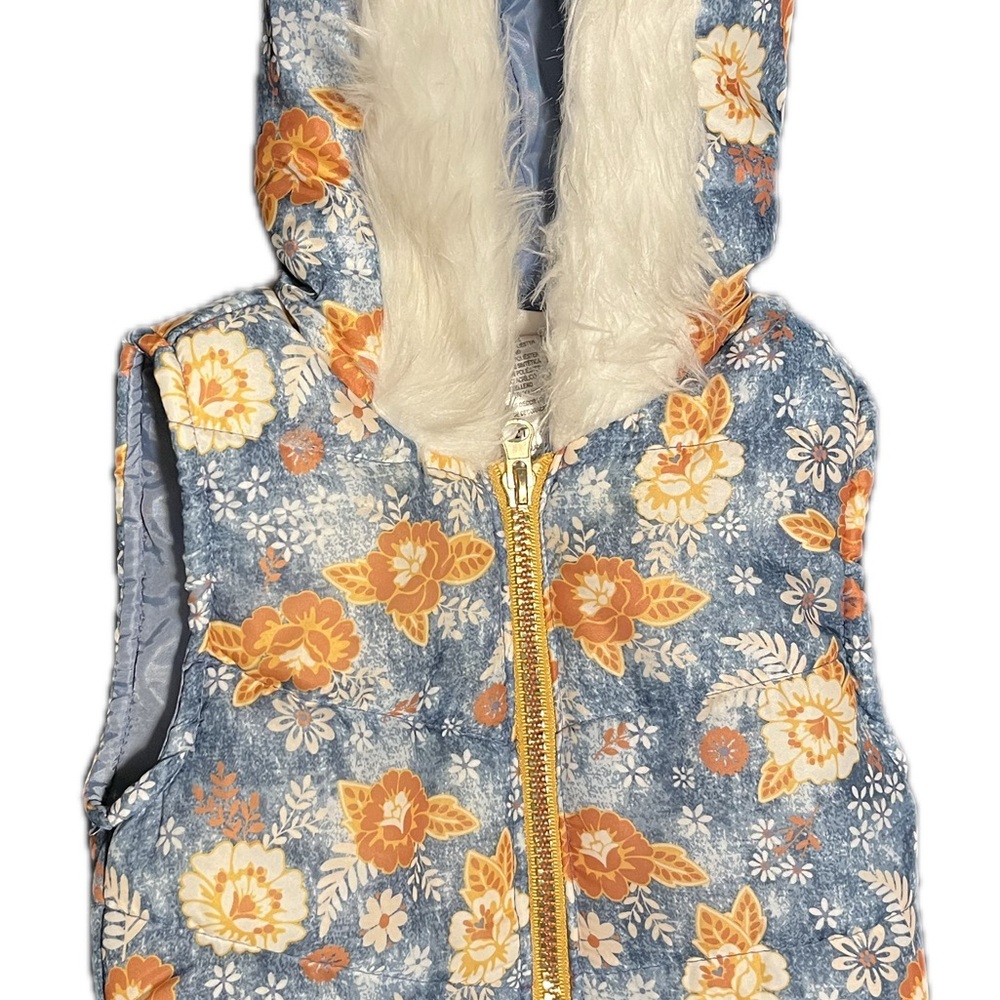 Little Lass Blue and Orange Floral Vest